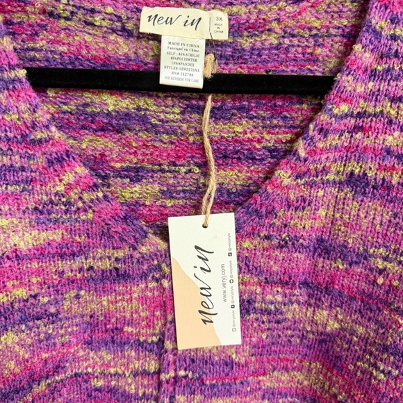 Womens Pink Purple Boho Oversized Lightweight Sweater 3X Bell Sleeve Spring - Picture 5 of 12